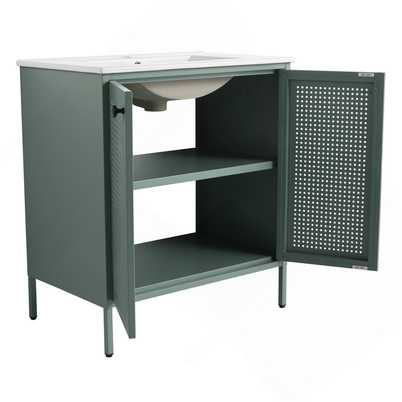 Meuble-lavabo autoportant de 30 pouces avec comptoir en céramique