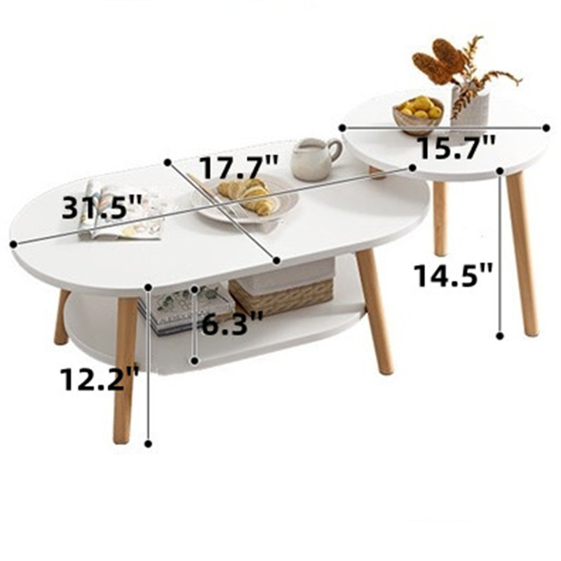 Table basse, Blanc / bois naturel