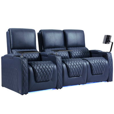 Haiylee Zero Gravity Home Theater Seating Top Grain Leather Recliner Sofa Power Headrest Footrest