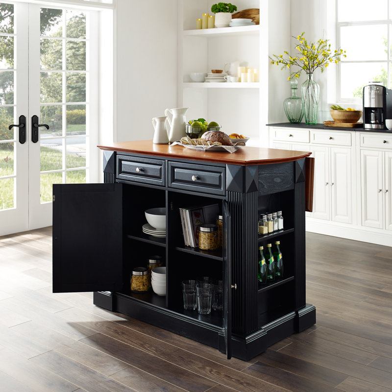 Îlot de cuisine en bois manufacturé Diamondback, Noir