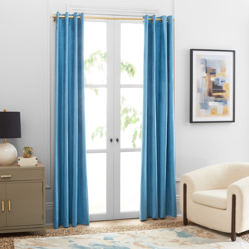 Ida Room Darkening Curtain Single Panel, 52" W x 84" L, Ocean
