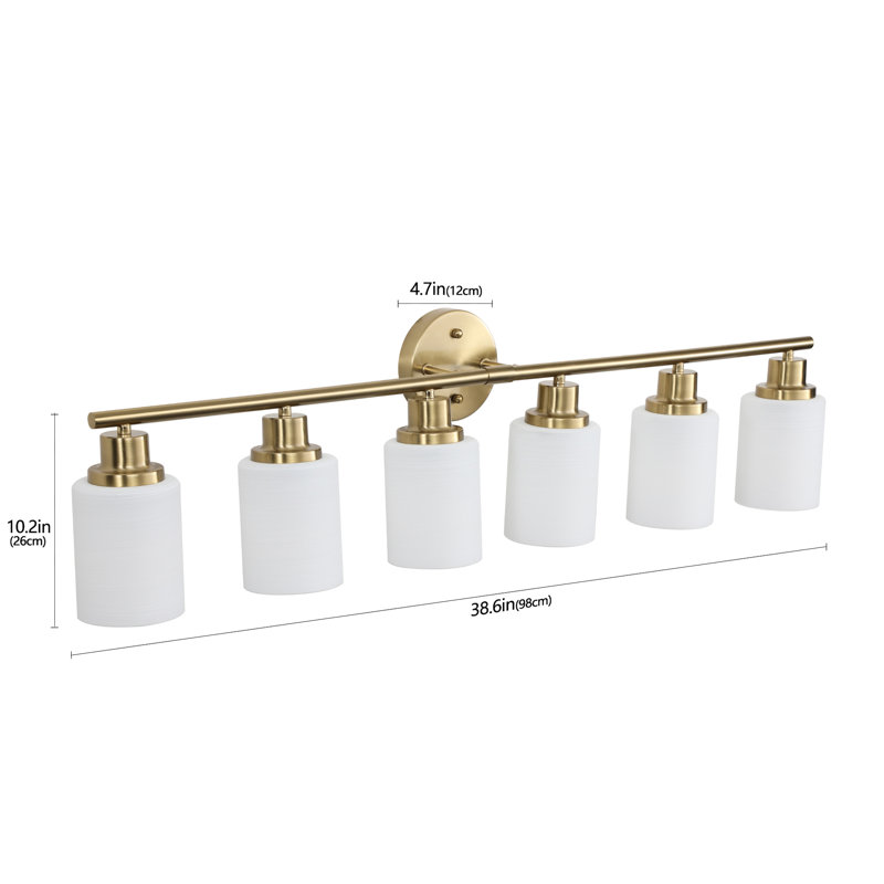 Bathroom 6- Golden Vanity Lighting, Frosted Glass Shades, Modern Wall Mounted Lamp, Golden, For Area, Gold, 38.6" Width