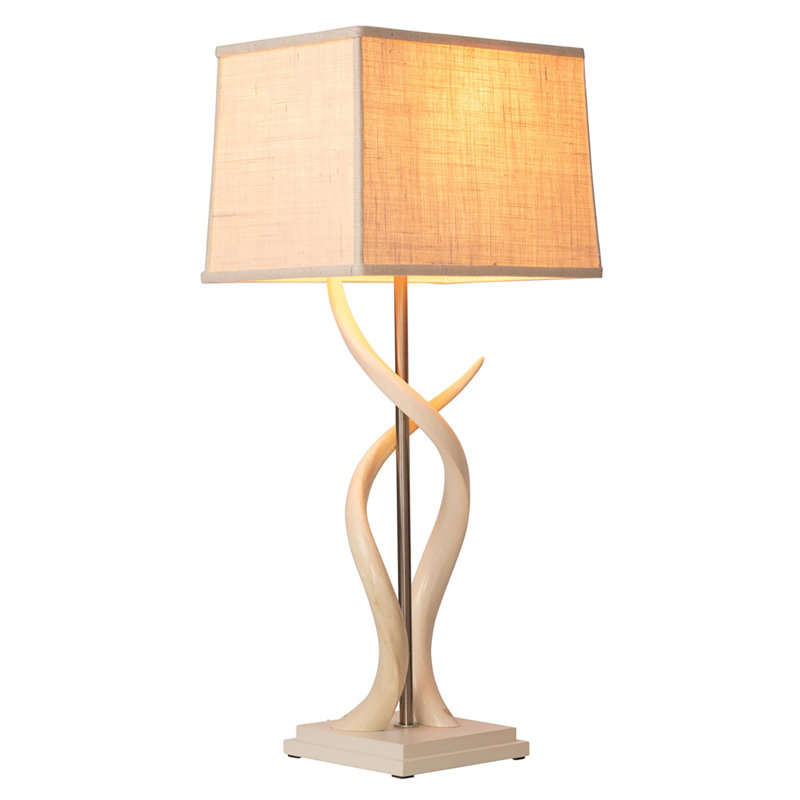 32" Polished Inner Horn Table Lamp - Cream Base