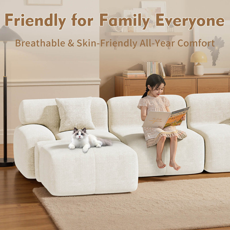 Compressed Sofa Sectional Couch: 118" Modular L-Shaped Floor Boneless Sofas, 70D Memory Foam Modern Couches for Living Room Bedroom 