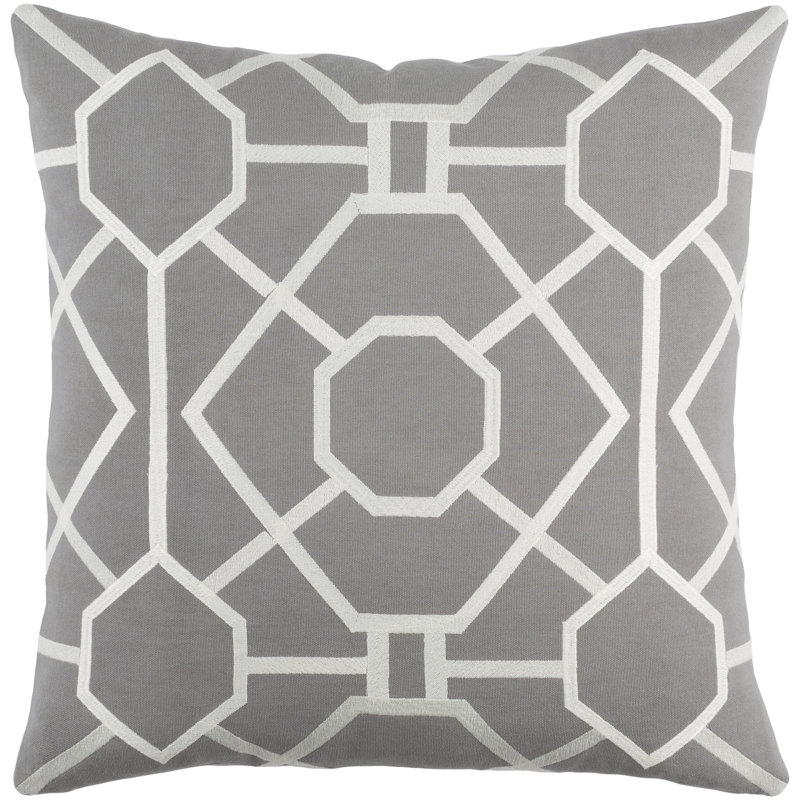 Kingdom Cotton Geometric 18" Throw Pillow, Gray/ White, Polyester/polyfill