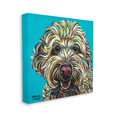«Blue Pop Style Bright Bold Shaggy Dog Portrait» par Carolee Vitaletti - impression