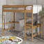 Lit mezzanine simple intégré à un bureau et revêtu de tissu molletonné moelleux