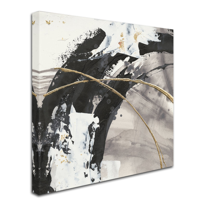 Gilded Arcs II Gold and Black Abstract Canvas Print