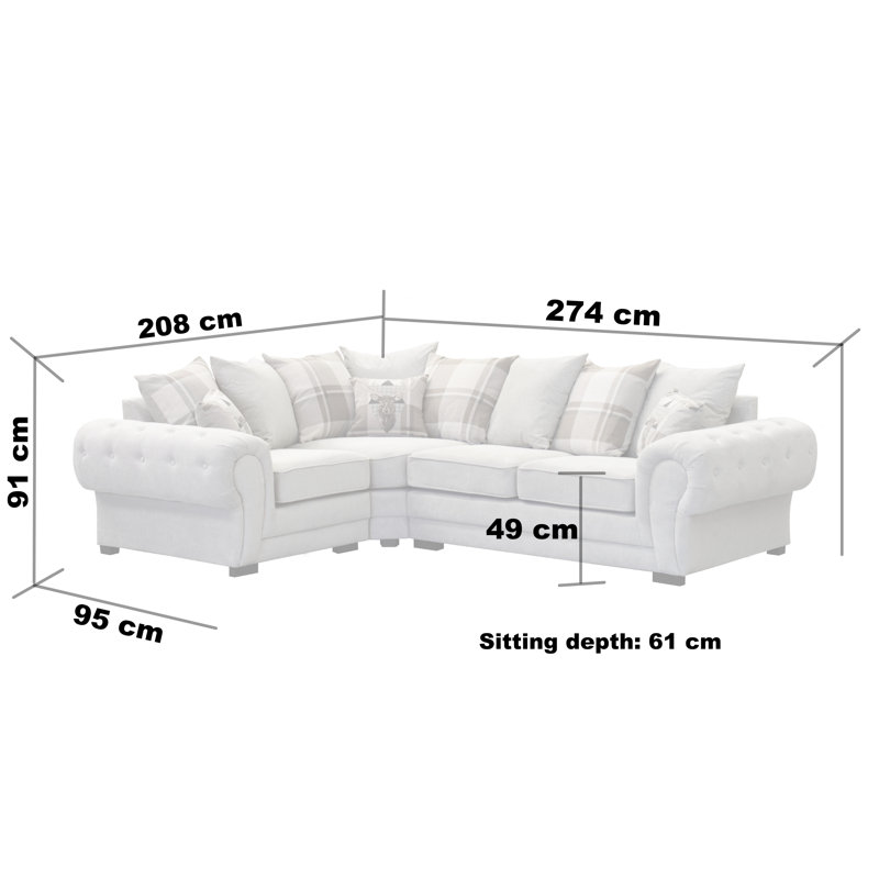 Alcrossagh Corner Sofa, Light Grey, Left Hand Facing