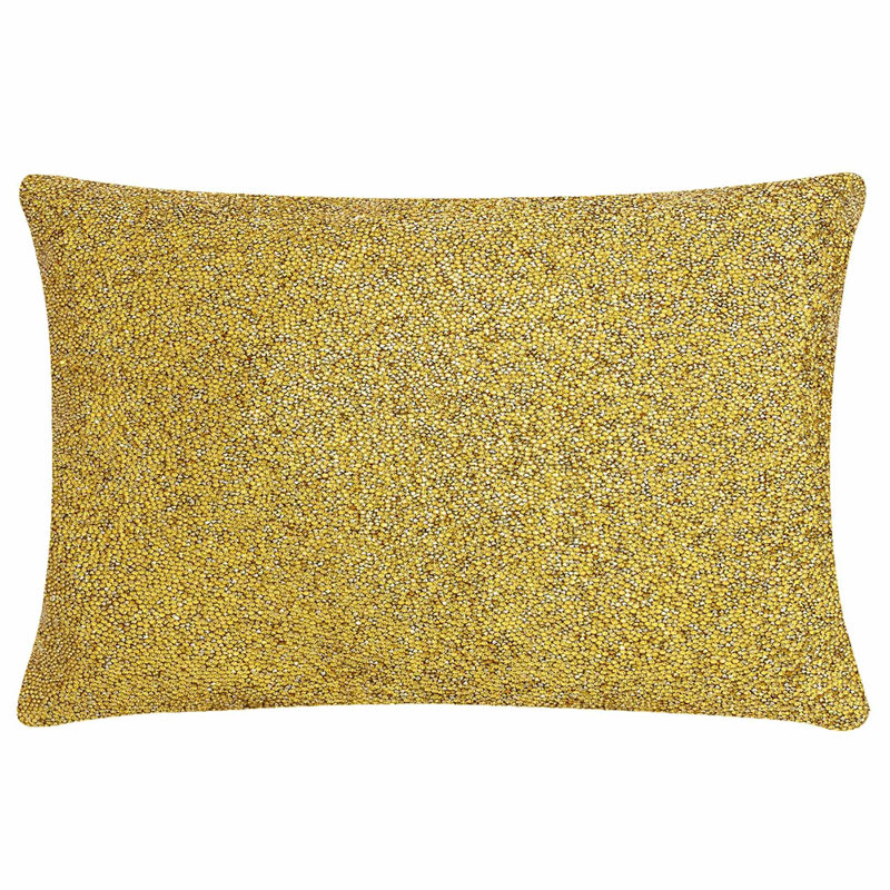Gold Velvet Rhinestone Oversize Lumbar Throw Pillow