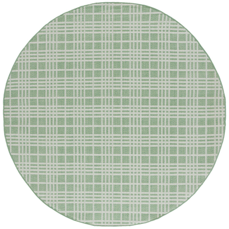 Jaymis Performance Machine Washable Geometric Indoor/Outdoor Area Rug, Round 6'7"