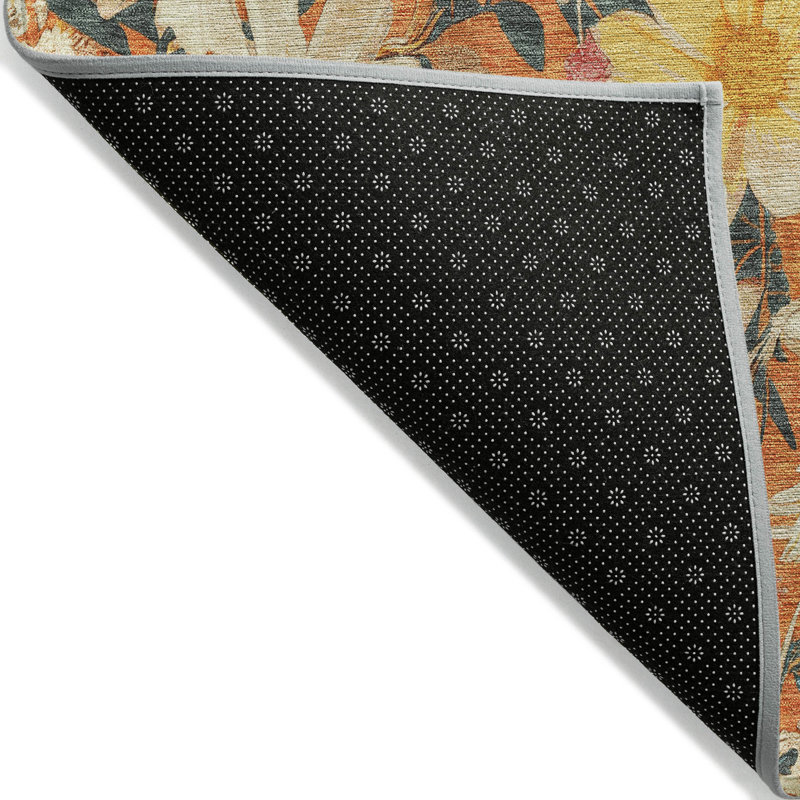 Tapis orange intérieur / extérieur lavable à la machine Claudian ACN1510, Rectangle 9 pi x 12 pi