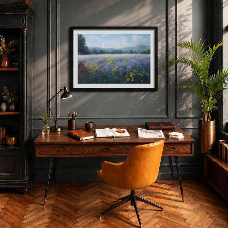 Distinguished Wildflowers Floral - Framed Print, Black, 25cm H x 34cm W x 2cm D
