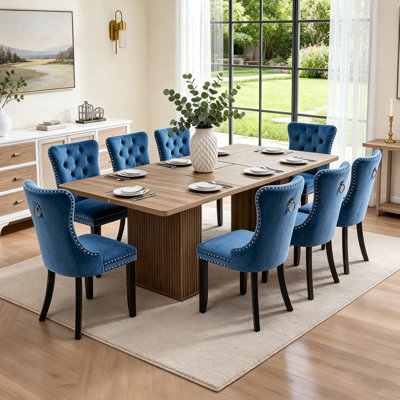 63"-78.74" Extendable Dining Table Set with Storage Base & Velvet Upholstered Chairs, Wooden Scratch-Resistant Finish, Rounded Safe Corners, Modern Rectangular Dining Table Set for Kitchen/Dining Room, Seats 4-8