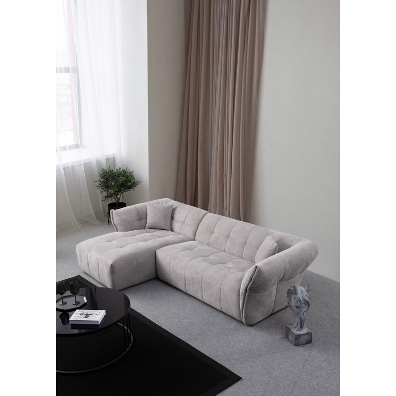 Canapé d’angle, Mélange de polyester gris, H 29,5 po x l 114,2 po x P 41,3 po