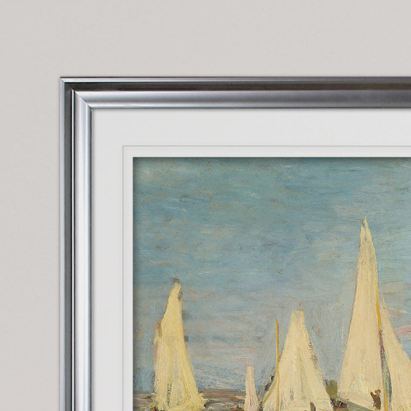 «Regatta at Argenteuil» par Claude Monet, reproduction de peinture à l'huile, H 28 po x l 38 po x P 1,5 po, Cadre argenté