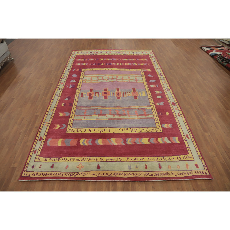 Tapis géométrique à motif géométrique de teinture oriental 8 x 13