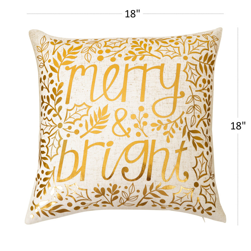 Housse de coussin Christmas Merry Bright, Beige