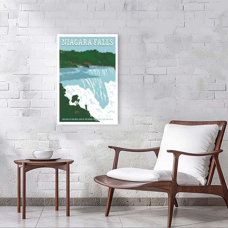 Majestic Niagara Falls Abstract Contemporary Landscape Nature Wall Art Print 1 Piece Wrapped Canvas Wall Art