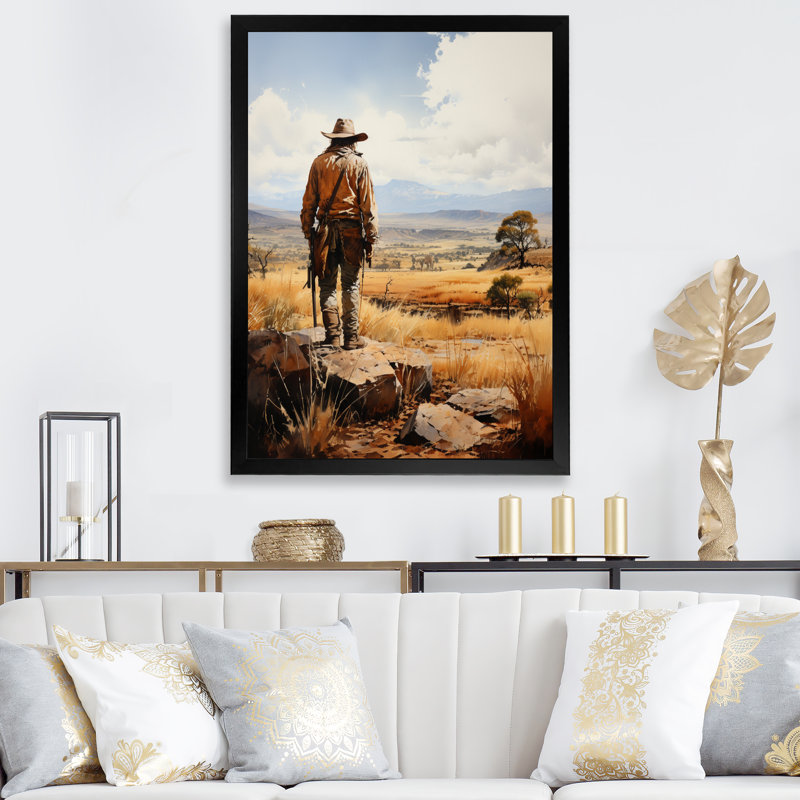 Peirson Cowboy Quiet Contemplation sur toile, Cadre photo noir, H 20 po x l 12 po