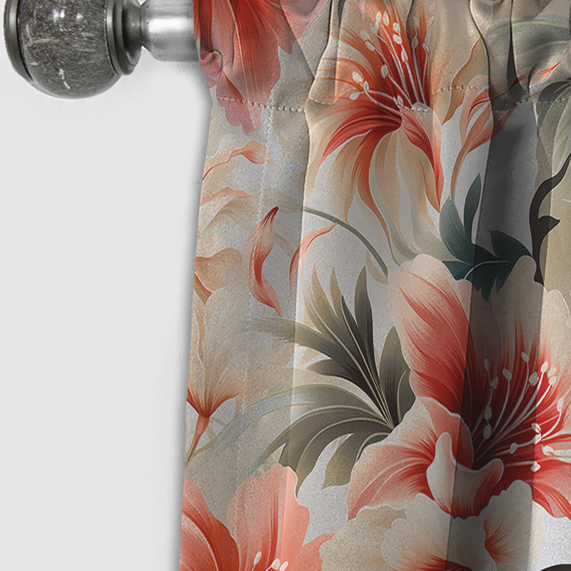 Neutre délicat motif tropical II - Rideau floral - Rideau occultant floral - 1 panneau, L 52 po x L 84 po