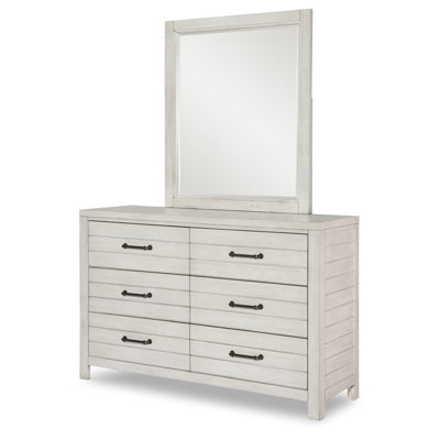Commode double 6 tiroirs en bois massif avec miroir Montague