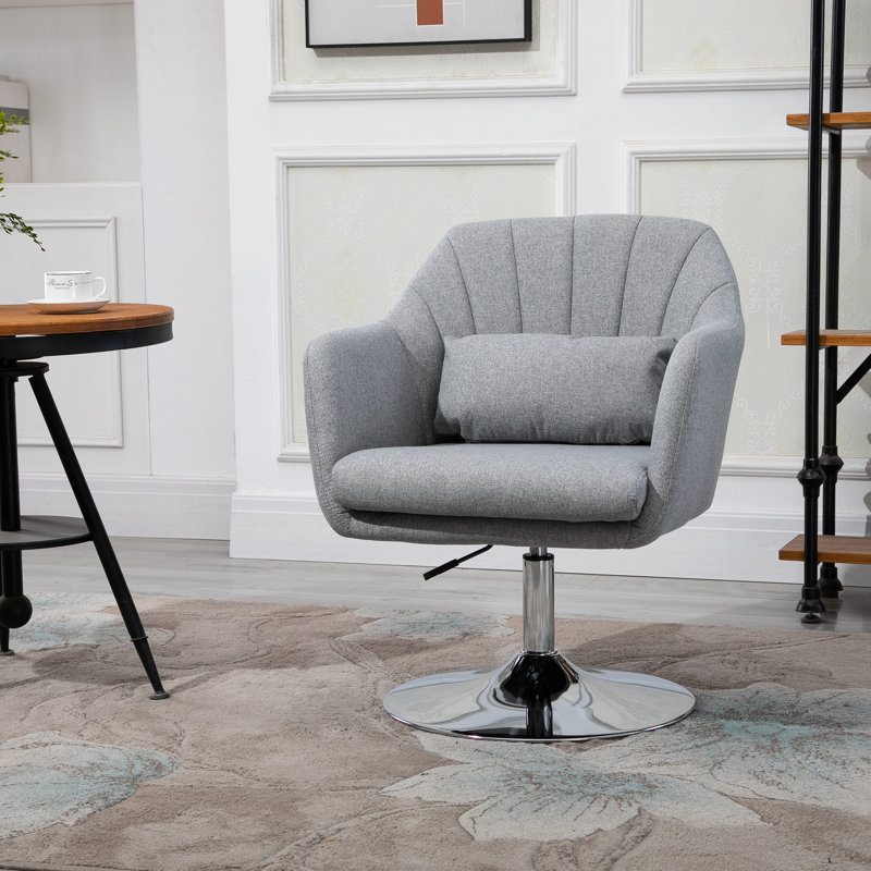 Upholstered Swivel Accent Chair, Light Grey