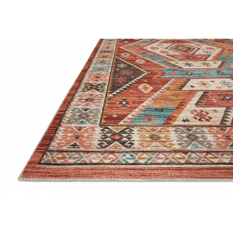 Tapis terre cuite multicolore, Tapis de couloir 3 pi 9,81 po x 9 pi 10,11 po