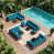 Brown Rattan Peacock Blue