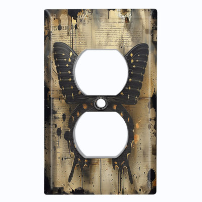 Couvercle de plaque d'interrupteur en métal; Bascule 4 bandes US standard - papillon gothique