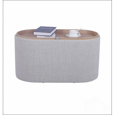 Repose-pieds avec rangement Un choix confortable, de multiples fonctions, un design classique et des coins confortables avec plateau en bois réversible,