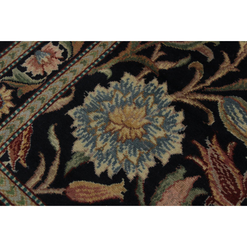 Tapis de couloir rose / vert / rouge en laine noué à la main 2 pi 7 po x 10 pi 3 po Roca