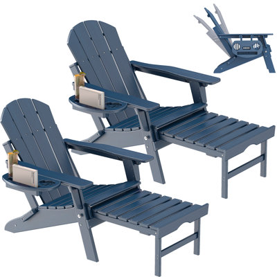 Chaise Adirondack en PEHD pliante et ajustable avec repose-pieds