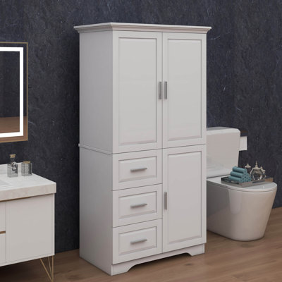 Armoire de rangement haute et spacieuse avec tiroirs et portes inclus