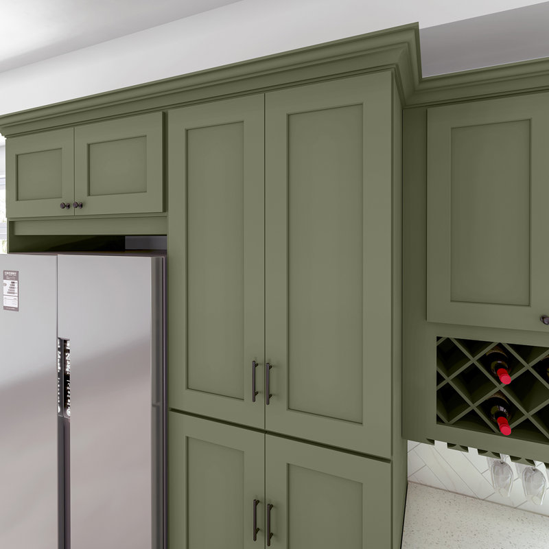 Armoire de cuisine en bois massif prête à assembler, 30", 42", Vert sauge