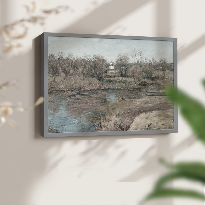 Paysages rétro-CDLVII - reproduction encadrée, Gris, H 16 po x l 20 po