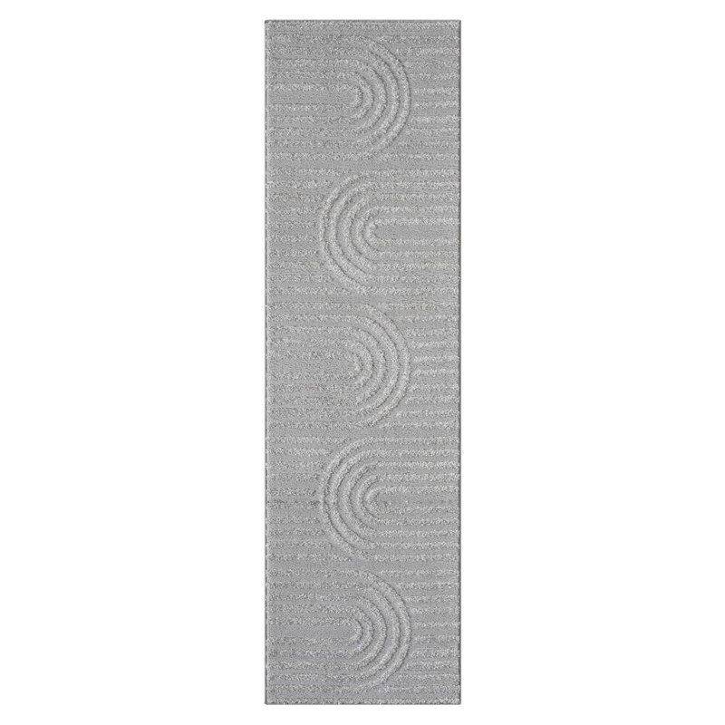 Tapis Ibiza, Argent, Tapis de couloir de 2 pi x 7 pi