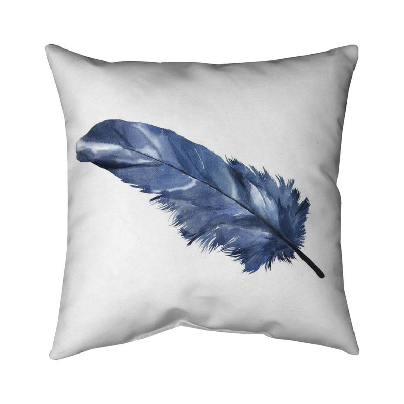 Blue feather - 20"x20" Throw pillow cover - Poly twill - Print on demand, 20" x 20", Pillow Cover Only - No Insert