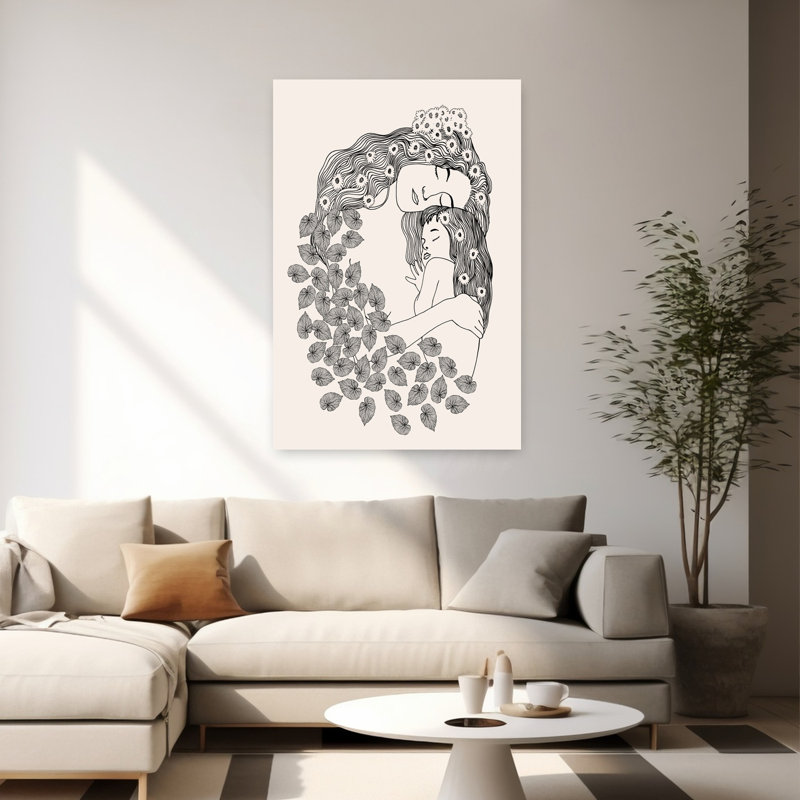 Mother and Daughter Abstract Contemporary Wall Art Print, 152.4cm H x 101.6cm W