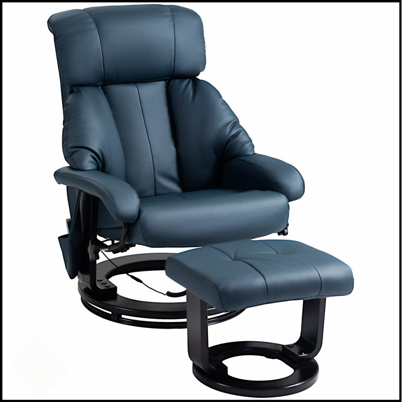 Luxurious Massage Recliner Chair With Footstool, 360° Swivel And Adjustable Backrest For Ultimate Comfort And Relaxation.