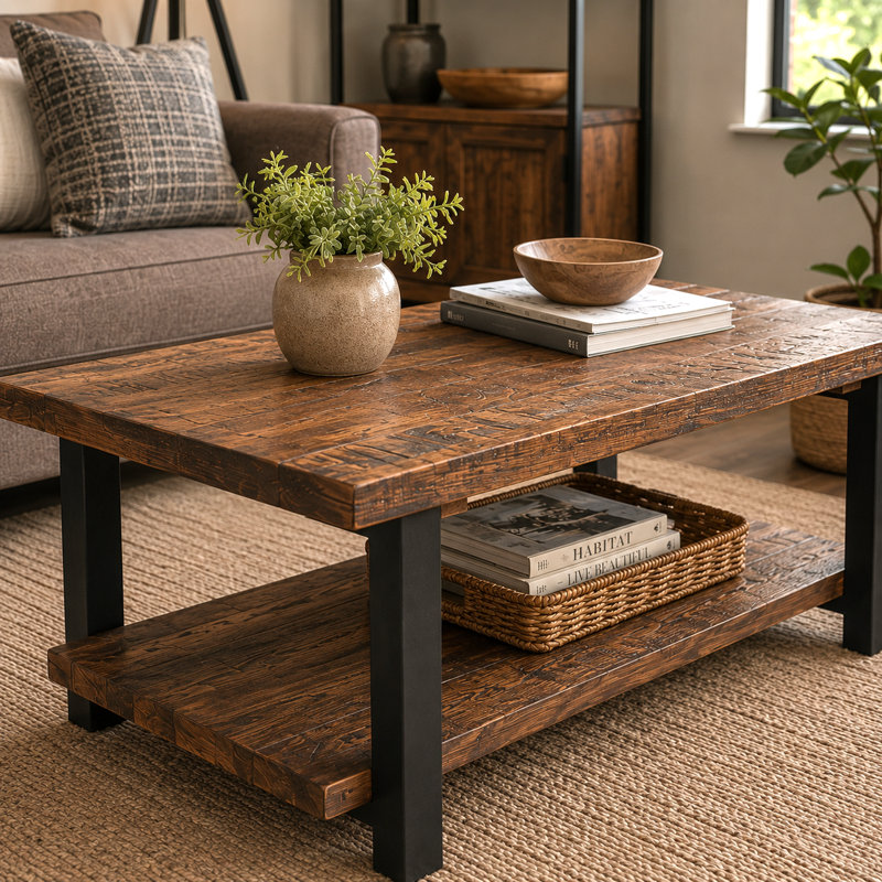 Pomona 42" Solid Wood Coffee Table, Natural, Natural