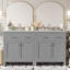 Armoire de salle de bain 60 po en gris avec lavabos doubles en céramique, portes à fermeture douce et tablette en U - meuble-lavabo pratique gris moderne, tablette réglable, fixation à tiroir rabattable-85068541-85068543