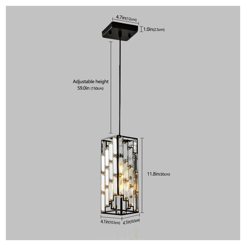 Ensemble de 3 luminaires suspendus en cristal Modern Modern, Noir mat