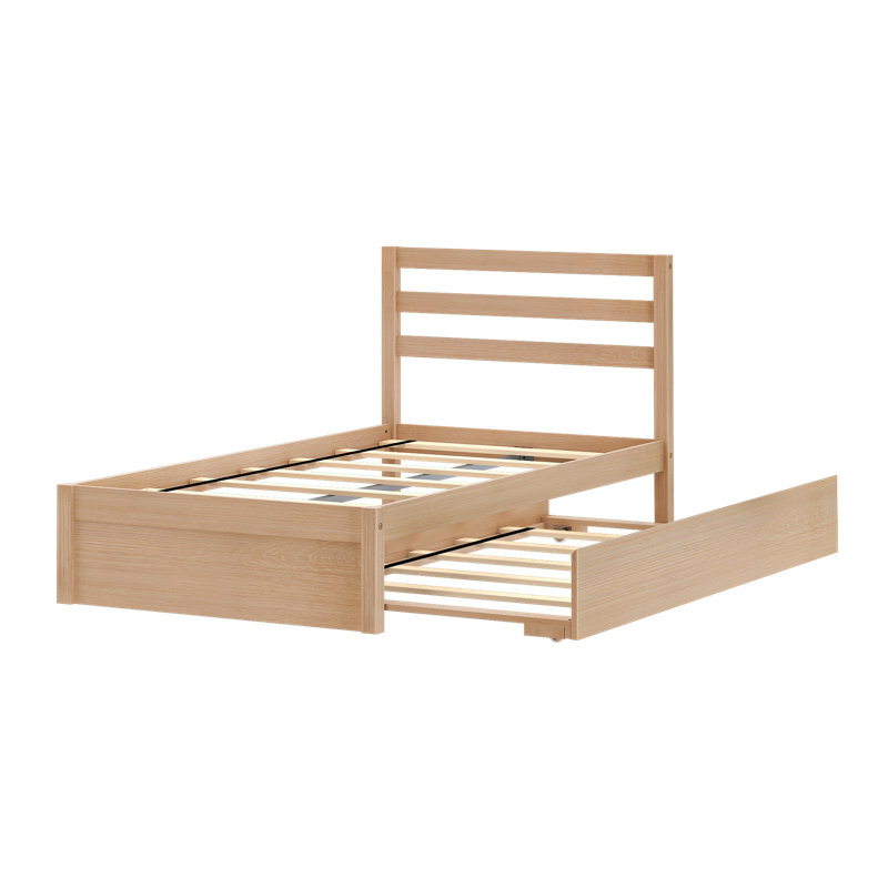 Lit simple Bear avec lit gigogne Bear, Twin, Embossed Natural