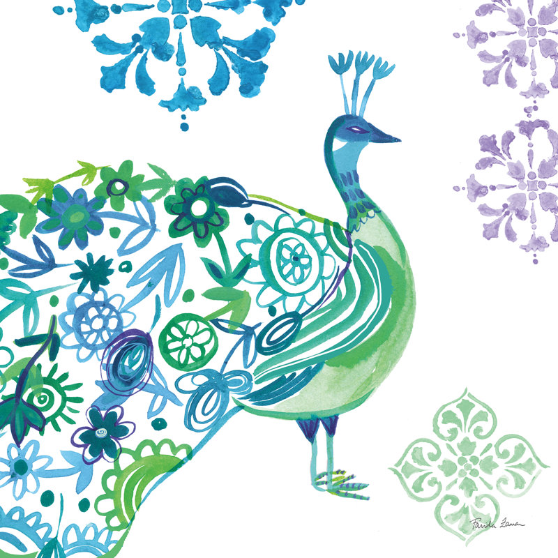 Jewel Peacocks II, H 12 po x l 12 po, Non, Toile tendue
