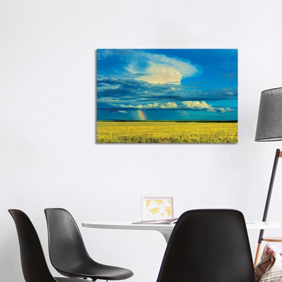Canada, Saskatchewan, Grasslands National Park. Storm And Rainbow Over Prairie. by Jaynes Gallery - Wrapped Canvas Gallery-Wrapped Canvas Giclée