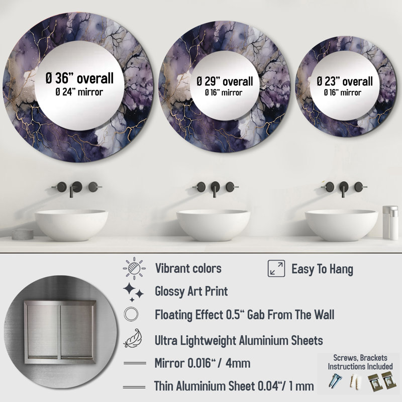Slenska mauve et explorer la langue de la peinture III - peinture abstraite murale miroir, 23 po x 23 po