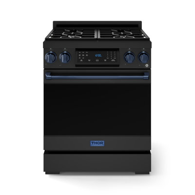 Cuisinière à gaz professionnelle de 30 po avec panneau tactile inclinable Gordon Ramsay par THOR Kitchen en noir / bleu marine