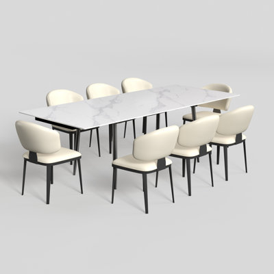 Ensemble de salle à manger extensible pour 4 personnes de 62,9 pouces à 94,4 pouces pour 8 personnes