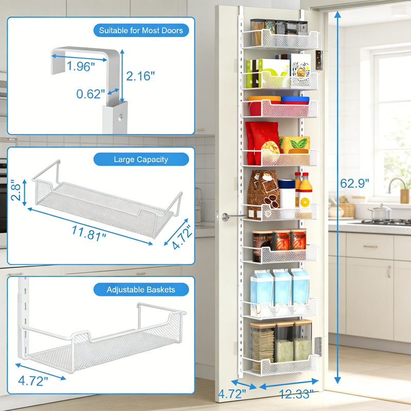 Over-the-Door Spice Rack, White